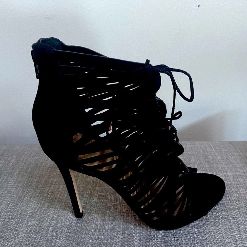Black high heeled sandal